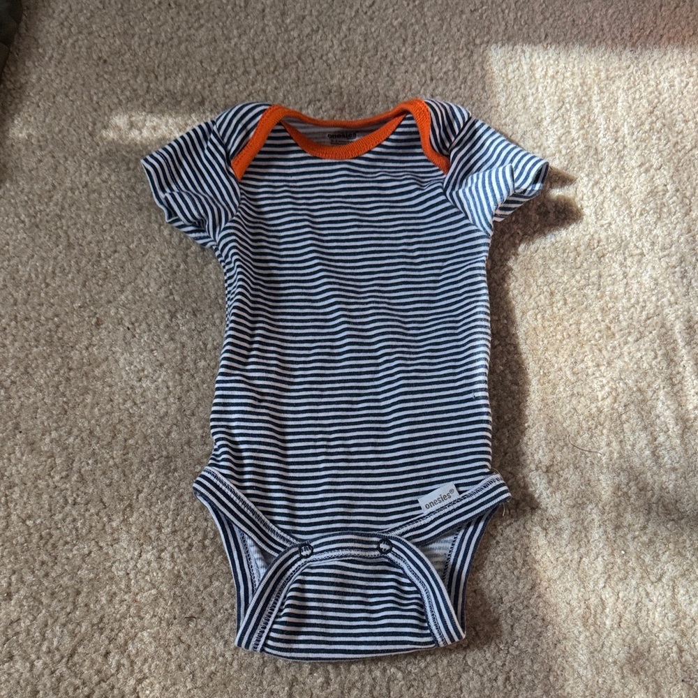 Nautica Navy and Orange Striped Kids Bodysuit